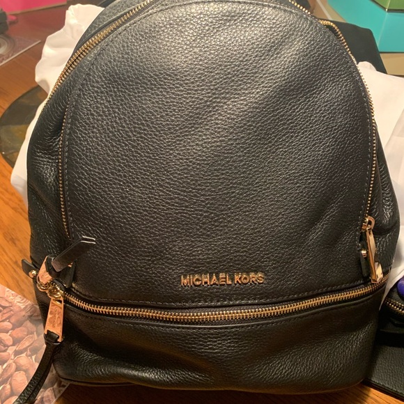 Michael Kors Black Backpack with gold Authentic main image 2